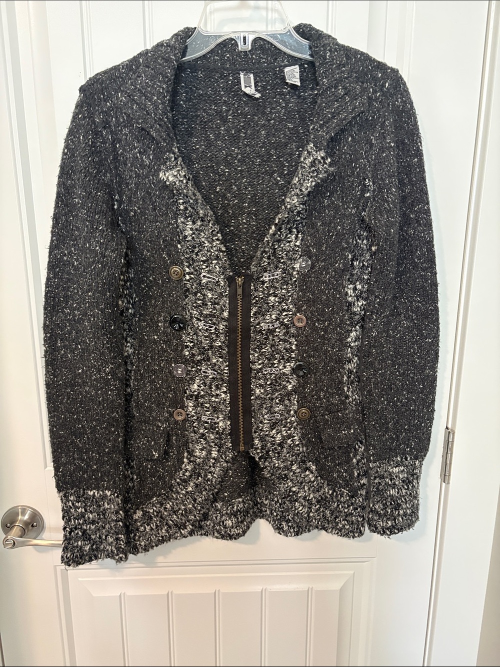 BKE Marled Wool Blend Sweater Jacket Double Breasted Look Military S